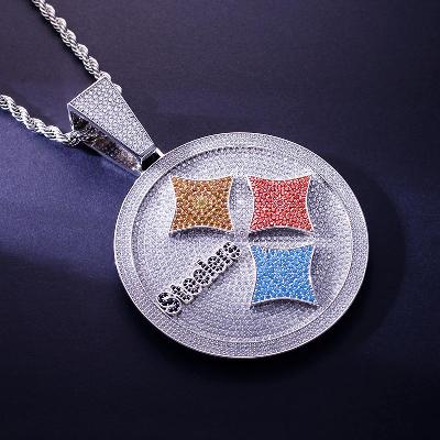 Custom Iced S925 Silver Colorful Round Pendant Deposit
