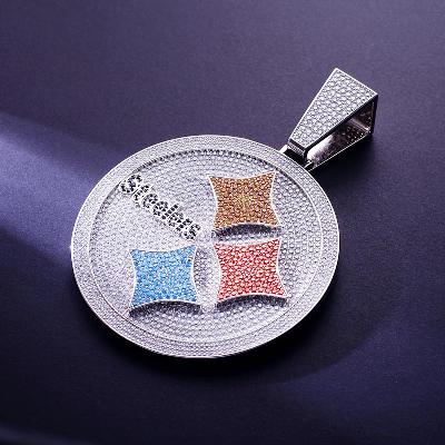 Custom Iced S925 Silver Colorful Round Pendant Deposit