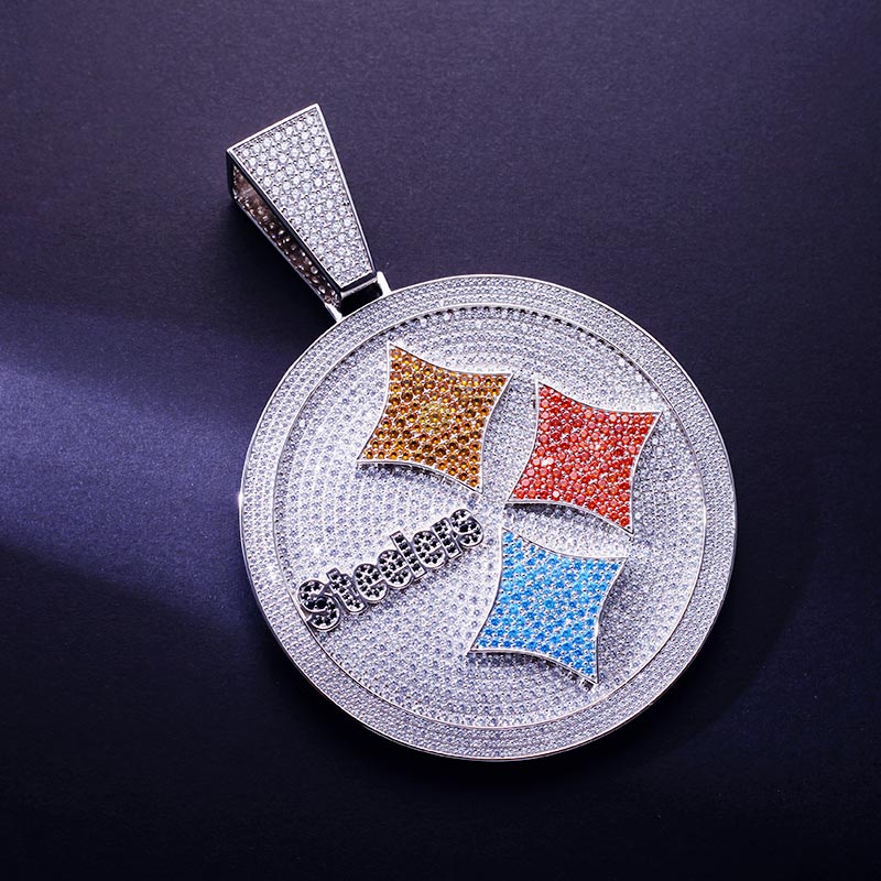 Custom Iced S925 Silver Colorful Round Pendant Deposit