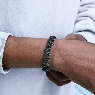 10mm/13mm/15mm/20mm Iced Miami Cuban Bracelet in Black Gold