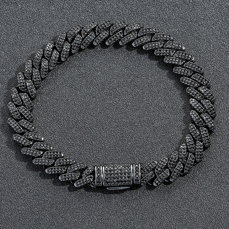 10mm/13mm/15mm/20mm Iced Miami Cuban Bracelet in Black Gold