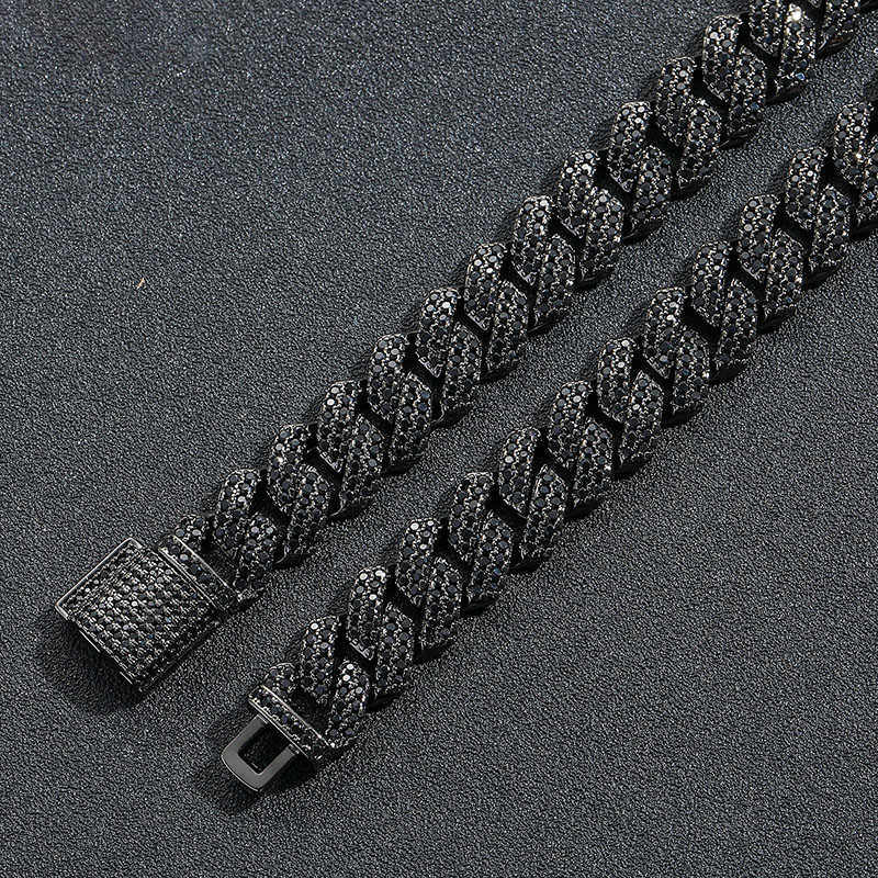 10mm/13mm/15mm/20mm Iced Miami Cuban Bracelet in Black Gold