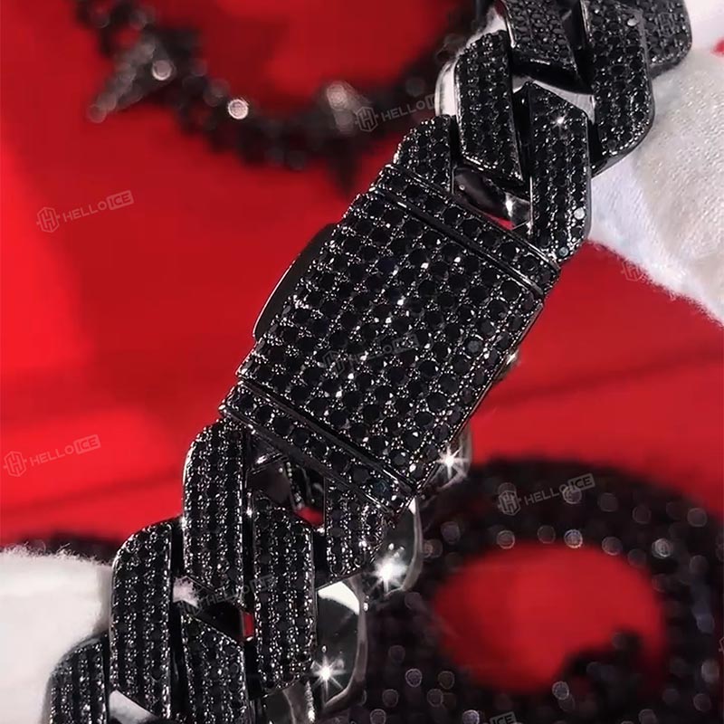 10mm/13mm/15mm/20mm Iced Miami Cuban Bracelet in Black Gold