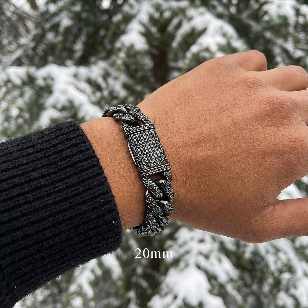 10mm/13mm/15mm/20mm Iced Miami Cuban Bracelet in Black Gold 10mm/13mm/15mm/20mm Iced Miami Cuban Bracelet in Black Gold