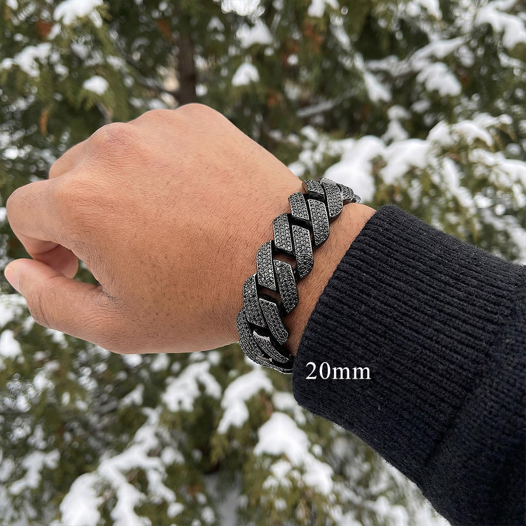 10mm/13mm/15mm/20mm Iced Miami Cuban Bracelet in Black Gold 10mm/13mm/15mm/20mm Iced Miami Cuban Bracelet in Black Gold