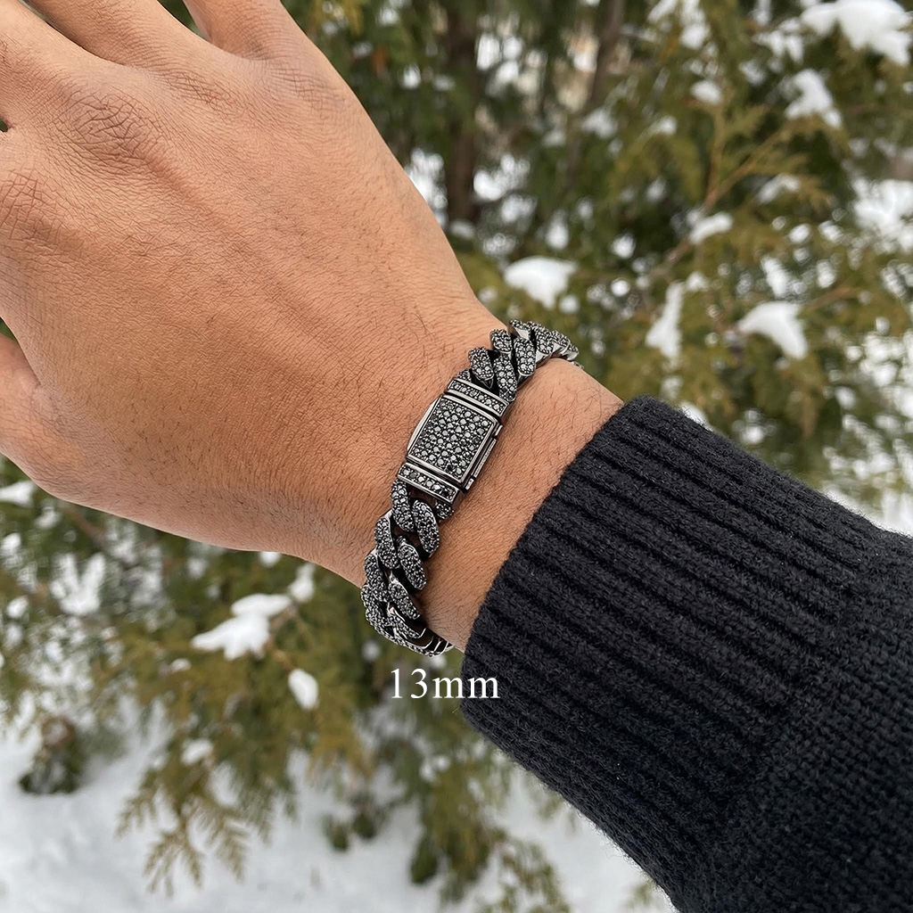 10mm/13mm/15mm/20mm Iced Miami Cuban Bracelet in Black Gold 10mm/13mm/15mm/20mm Iced Miami Cuban Bracelet in Black Gold