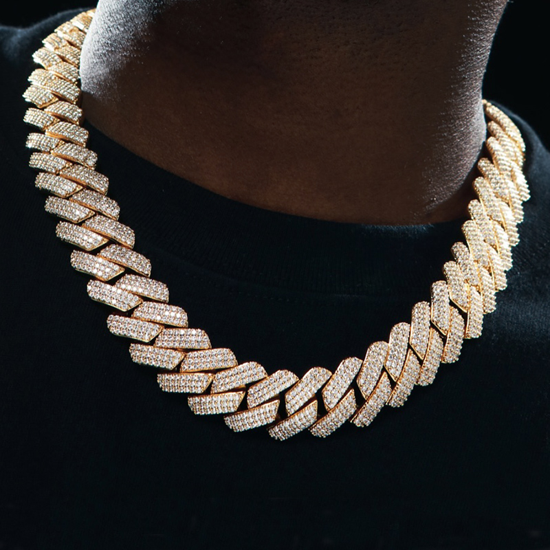 Iced Out 20mm 3-Row Handset Cuban Chain