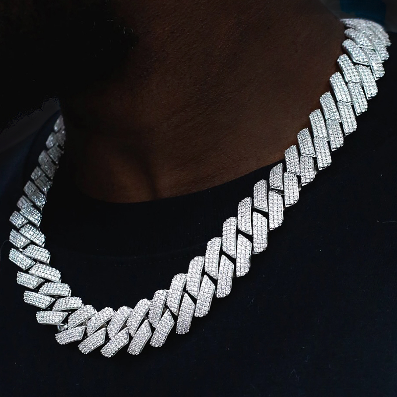 Iced Out 20mm 3-Row Handset Cuban Chain