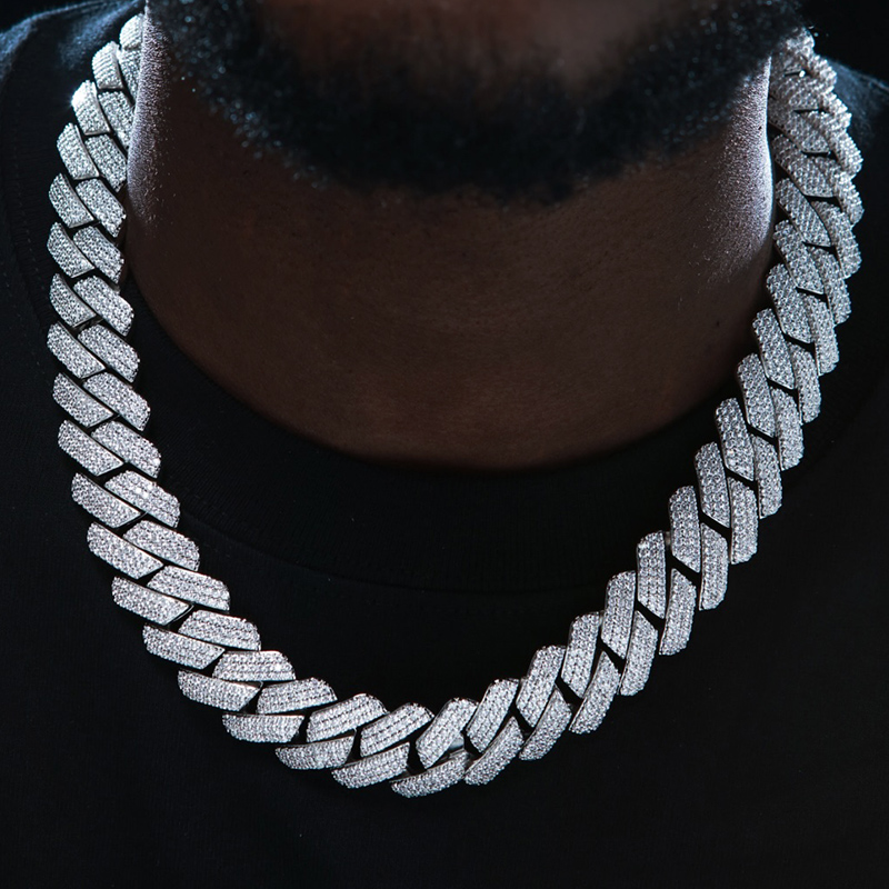 Iced Out 20mm 3-Row Handset Cuban Chain