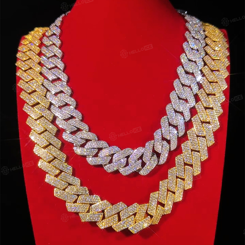 Iced Out 20mm 3-Row Handset Cuban Chain