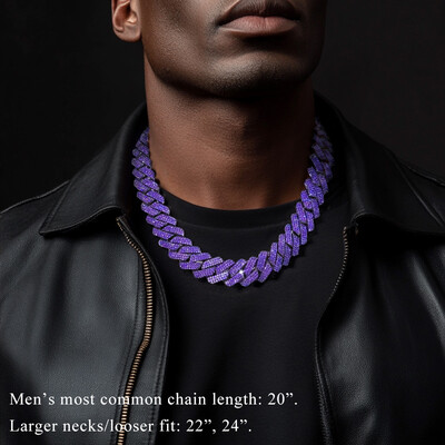 Iced Out 20mm Purple 3-Row Handset Cuban Chain