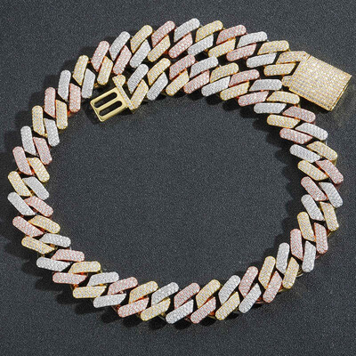 Iced 20mm Handset Cuban Bracelet in White Gold with Box Clasp