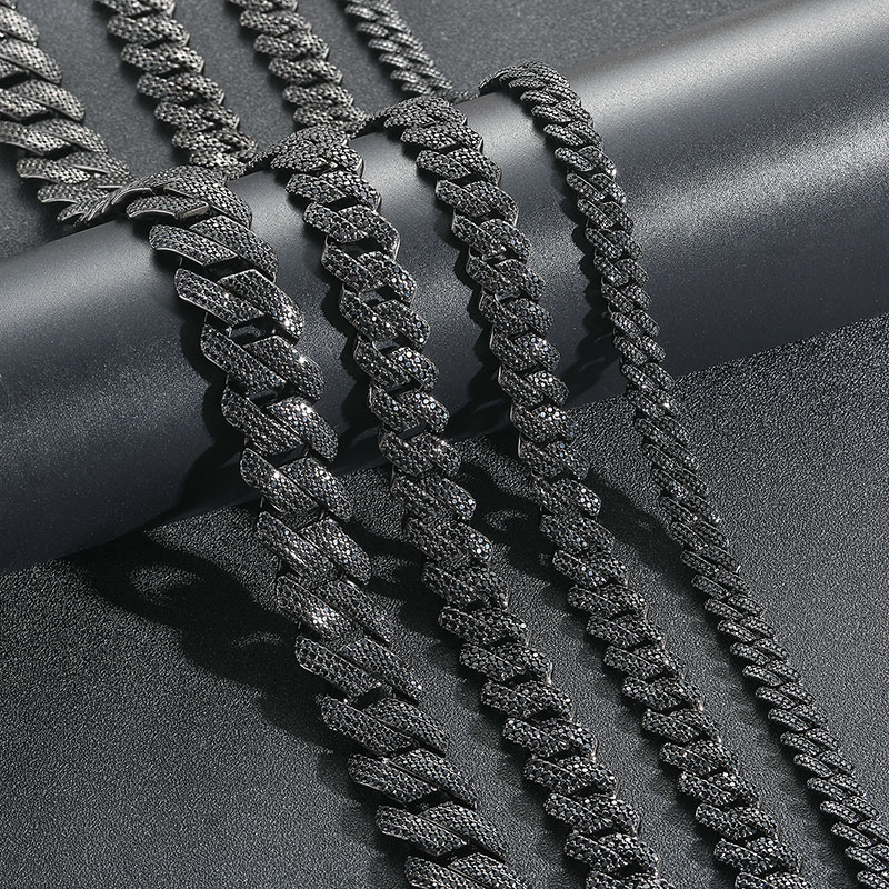 10mm/13mm/15mm/20mm Iced Miami Cuban Chain in Black Gold