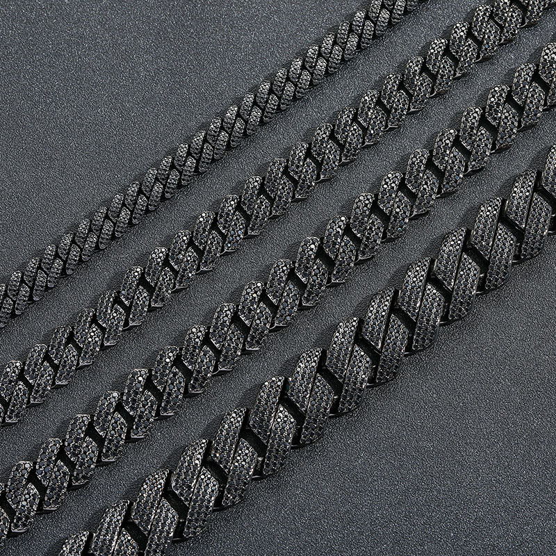 10mm/13mm/15mm/20mm Iced Miami Cuban Chain in Black Gold