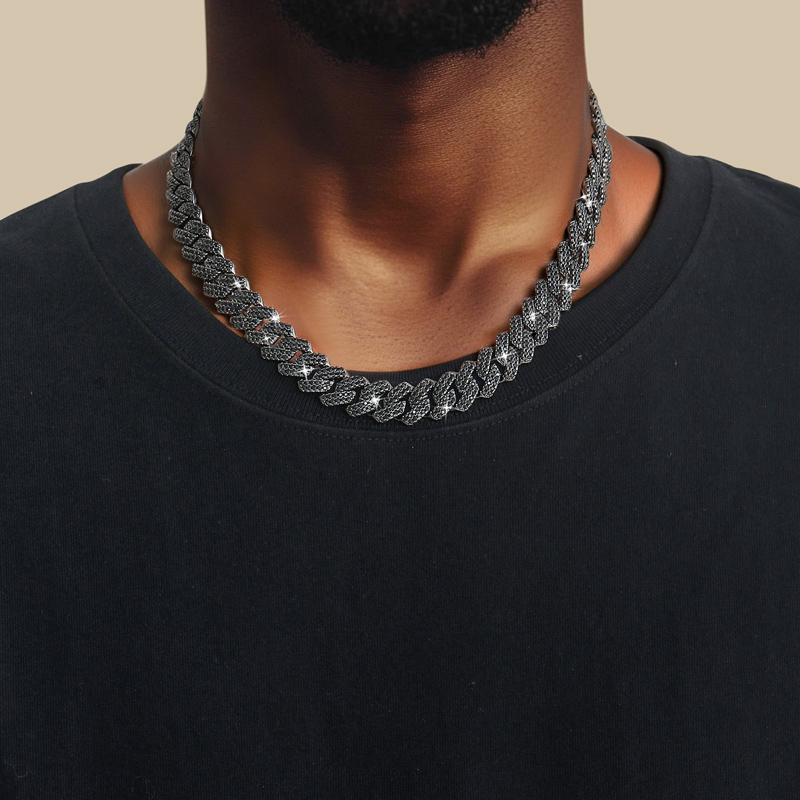 10mm/13mm/15mm/20mm Iced Miami Cuban Chain in Black Gold