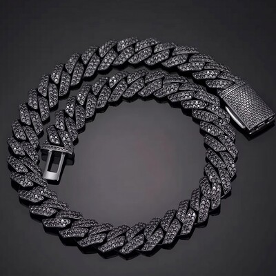 10mm/13mm/15mm/20mm Iced Miami Cuban Chain in Black Gold