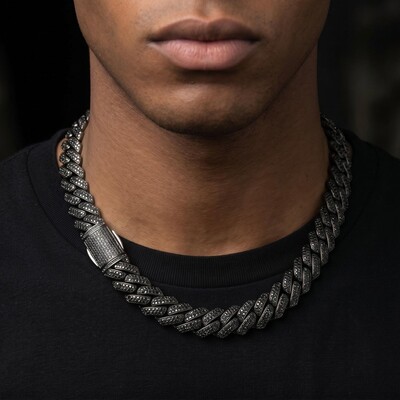 10mm/13mm/15mm/20mm Iced Miami Cuban Chain in Black Gold