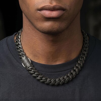 10mm/13mm/15mm/20mm Iced Miami Cuban Chain in Black Gold