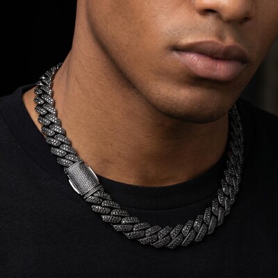 10mm/13mm/15mm/20mm Iced Miami Cuban Chain in Black Gold