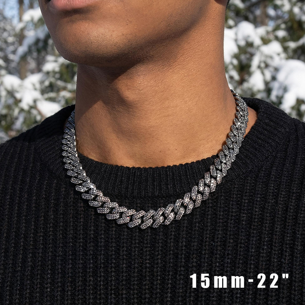 10mm/13mm/15mm/20mm Iced Miami Cuban Chain in Black Gold 10mm/13mm/15mm/20mm Iced Miami Cuban Chain in Black Gold