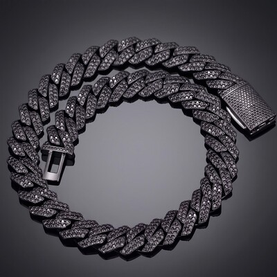 10mm/13mm/15mm/20mm Iced Miami Cuban Chain in Black Gold