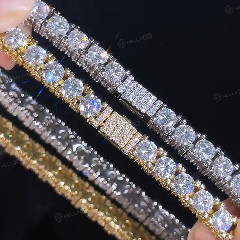 925S & VVS Moissanite 5mm Tennis Bracelet with Iced Out Sides