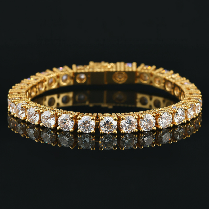 925S & VVS Moissanite 5mm Tennis Bracelet with Iced Out Sides