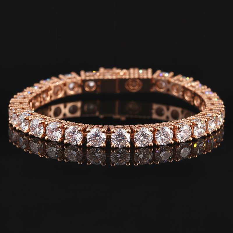 925S & VVS Moissanite 5mm Tennis Bracelet with Iced Out Sides