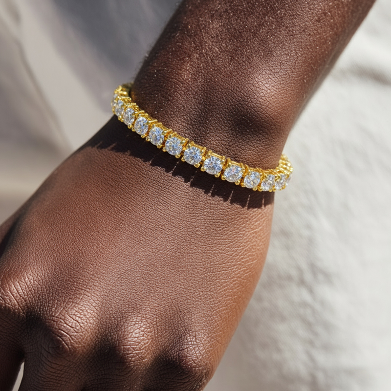 925S & VVS Moissanite 5mm Tennis Bracelet with Iced Out Sides