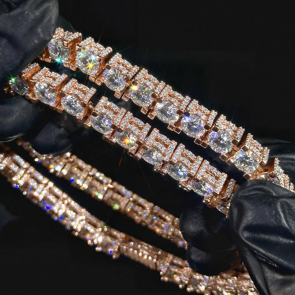 925S & VVS Moissanite 5mm Tennis Bracelet with Iced Out Sides