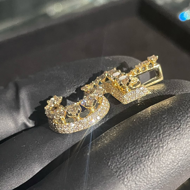 Iced Out Prong-Set Diamond Highlights Number Pendant