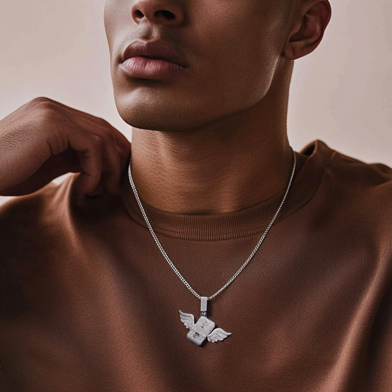 Iced Out Diamonds Dollar Wings Pendant Iced Out Diamonds Dollar Wings Pendant