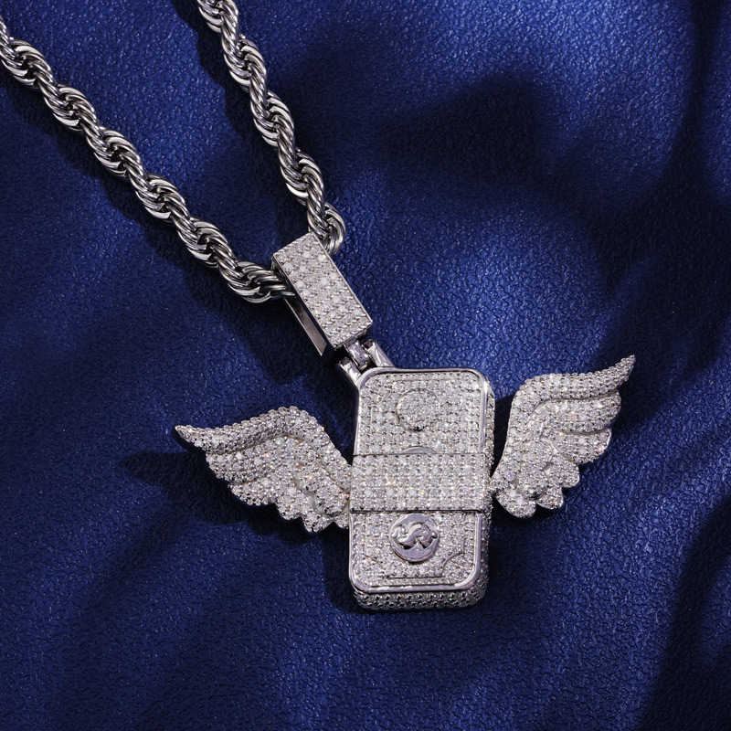 Iced Out Diamonds Dollar Wings Pendant Iced Out Diamonds Dollar Wings Pendant