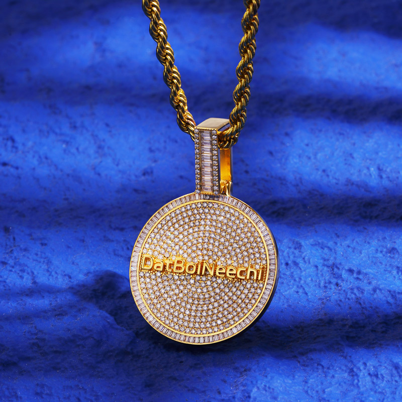 Iced Out Custom Round Name Pendant