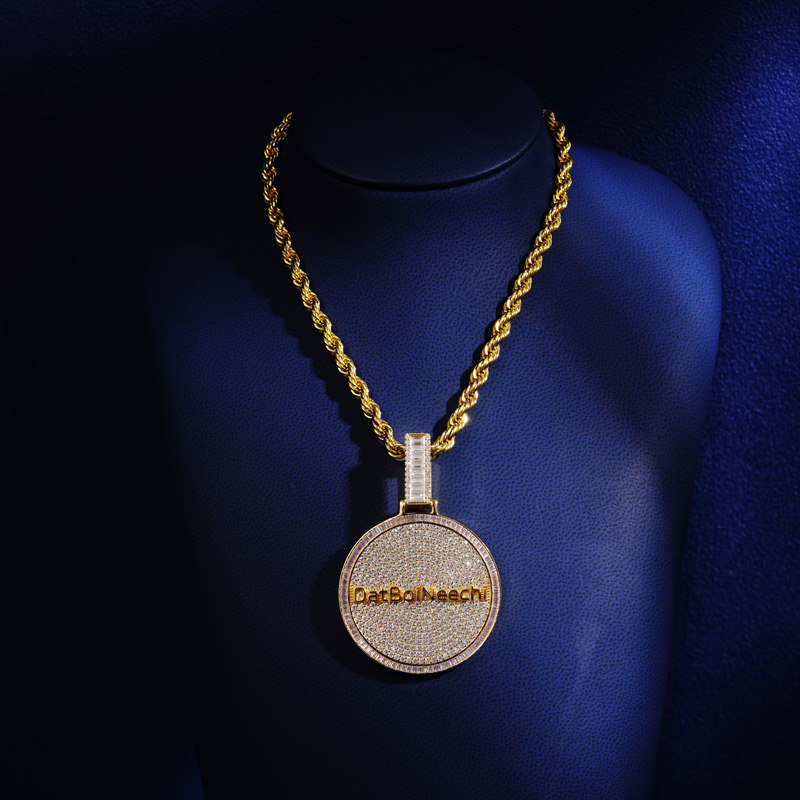 Iced Out Custom Round Name Pendant