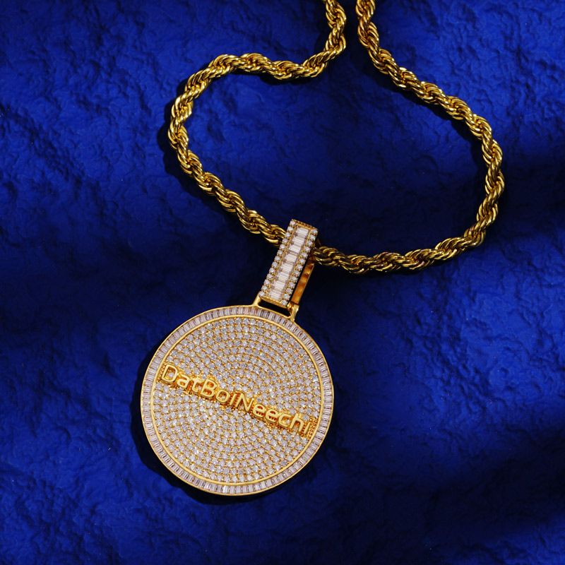 Iced Out Custom Round Name Pendant