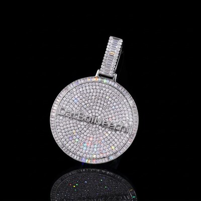 Iced Out Custom Round Name Pendant