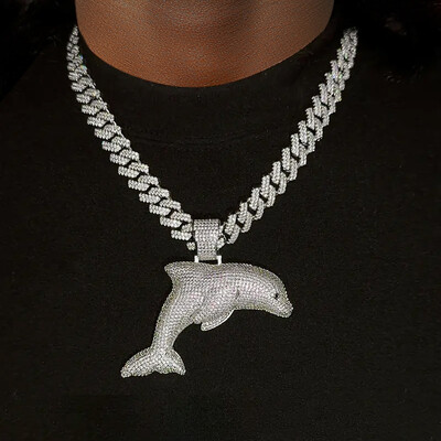 Iced Out Dolphin Pendant