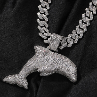Iced Out Dolphin Pendant