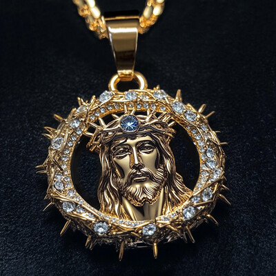 Iced Out Jesus Crown of Thorns Pendant
