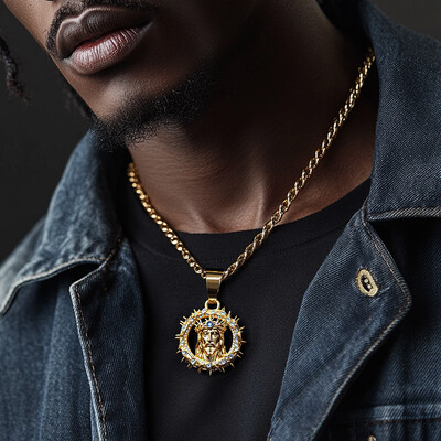 Iced Out Jesus Crown of Thorns Pendant