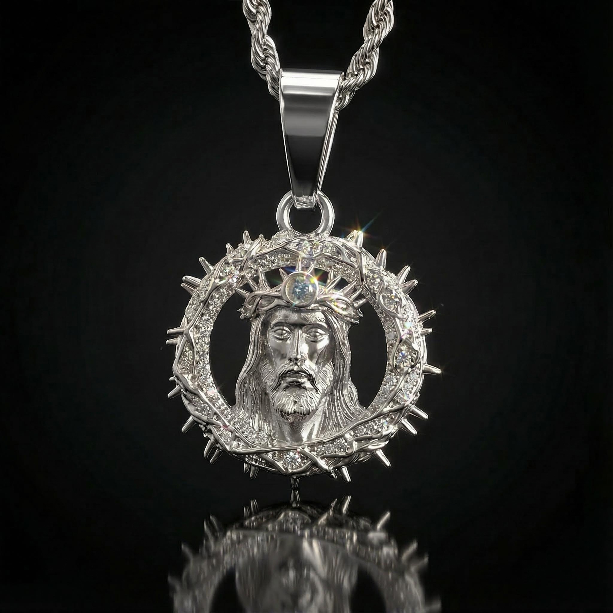 Iced Out Jesus Crown of Thorns Pendant Iced Out Jesus Crown of Thorns Pendant