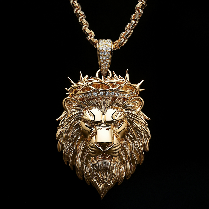 Iced Out Loin Crown of Thorns Pendant Iced Out Loin Crown of Thorns Pendant