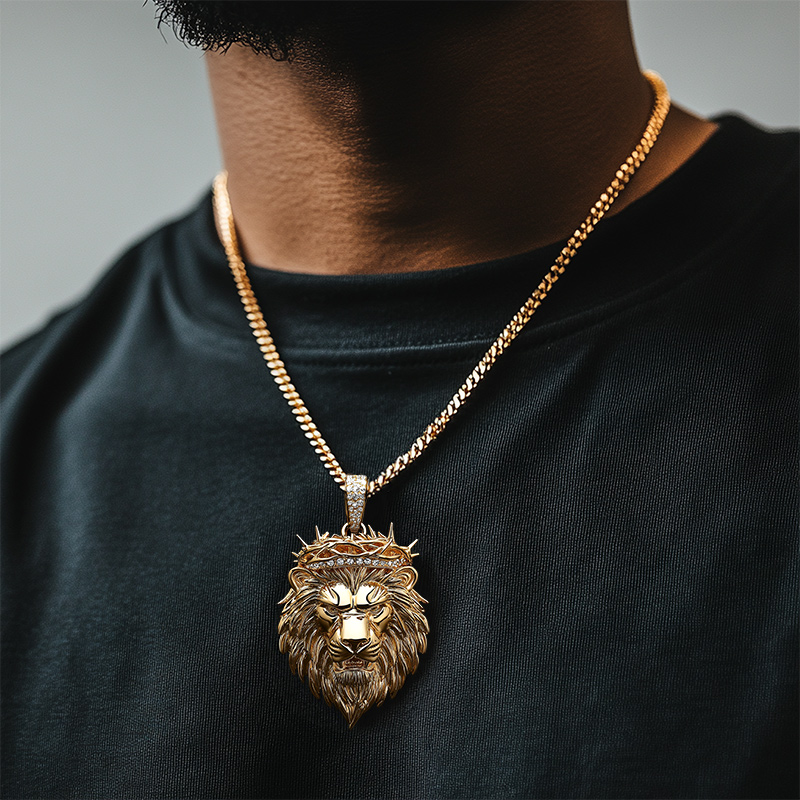 Iced Out Loin Crown of Thorns Pendant Iced Out Loin Crown of Thorns Pendant