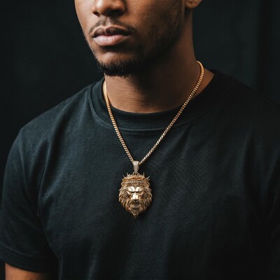 Iced Out Loin Crown of Thorns Pendant