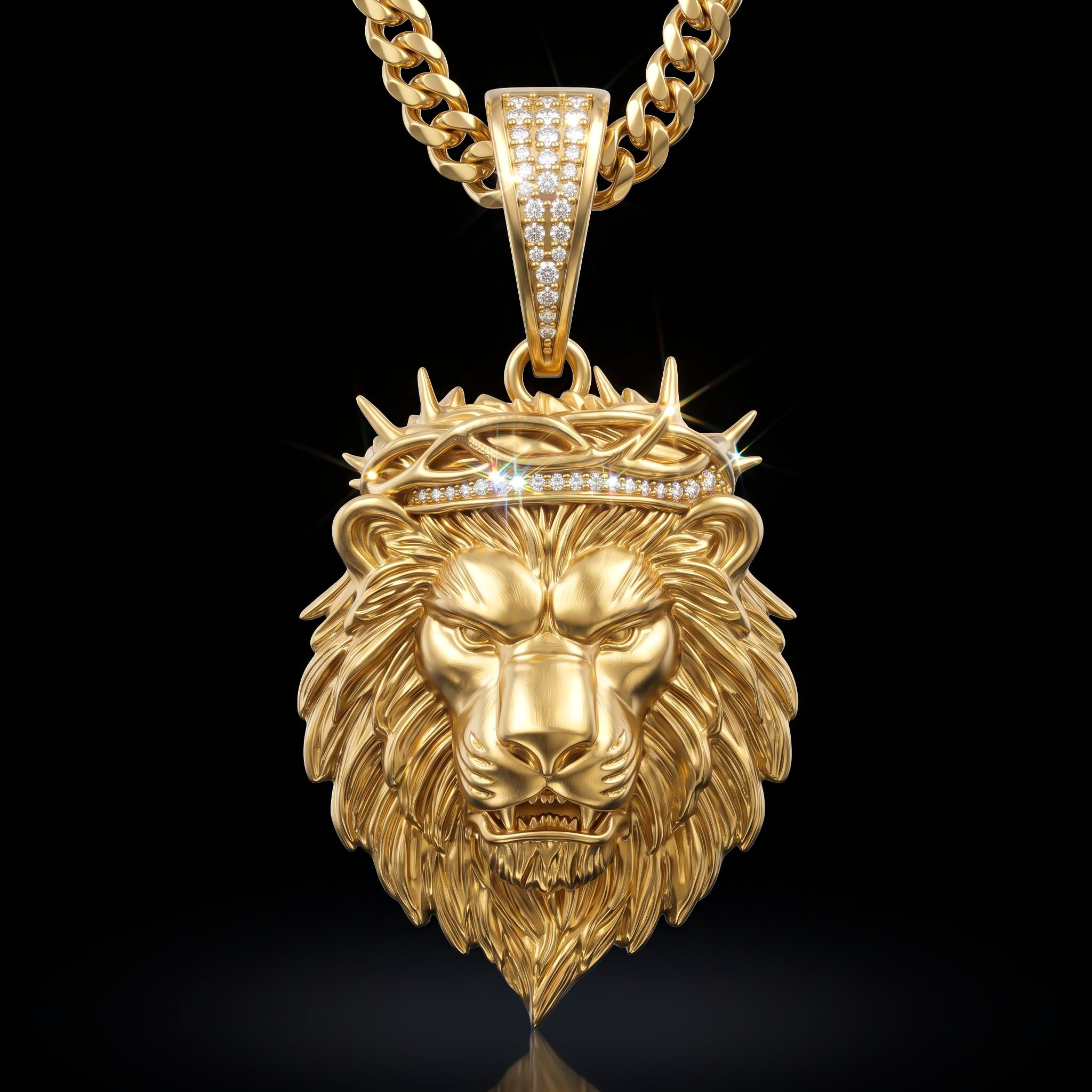 Iced Out Loin Crown of Thorns Pendant Iced Out Loin Crown of Thorns Pendant