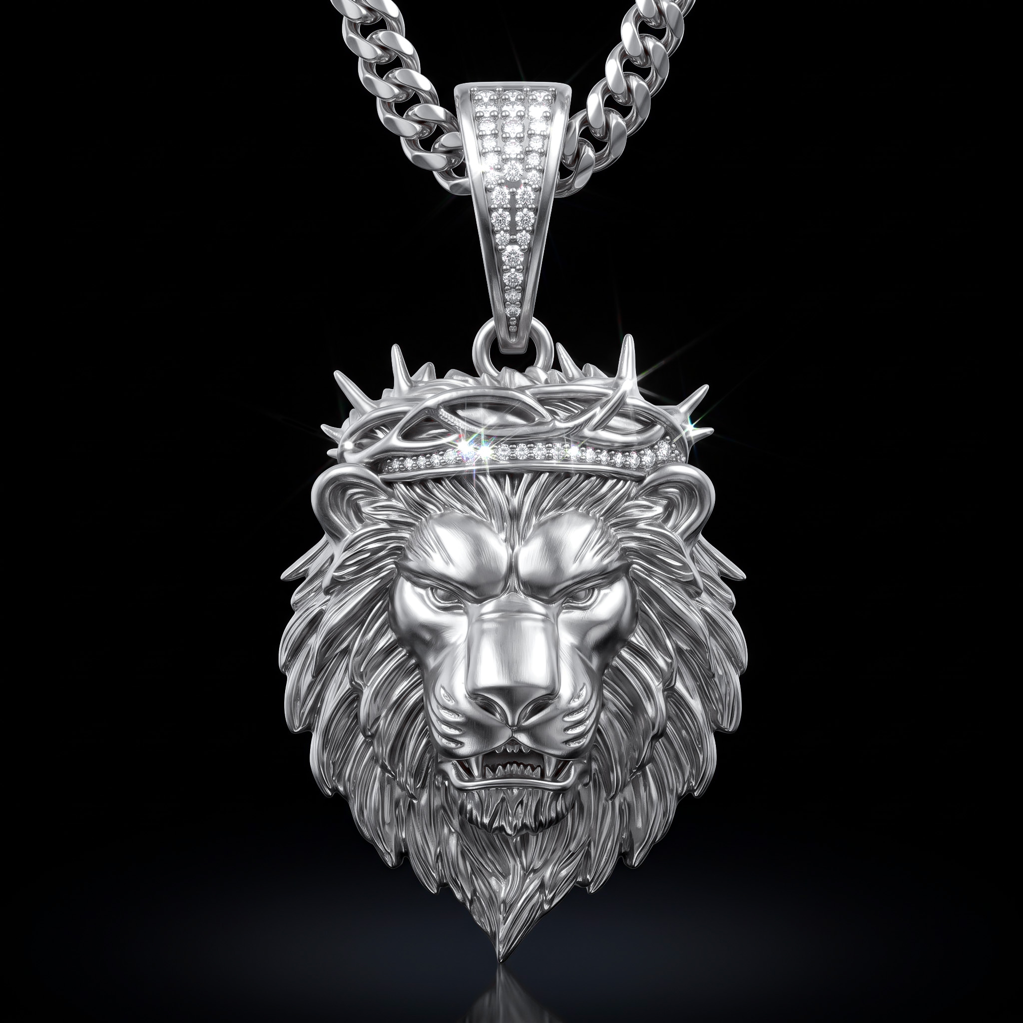 Iced Out Loin Crown of Thorns Pendant Iced Out Loin Crown of Thorns Pendant