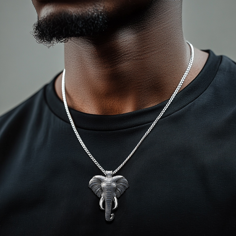 Iced Out Diamonds Elephant Head Pendant Iced Out Diamonds Elephant Head Pendant