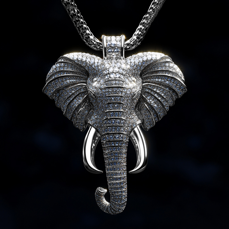 Iced Out Diamonds Elephant Head Pendant Iced Out Diamonds Elephant Head Pendant