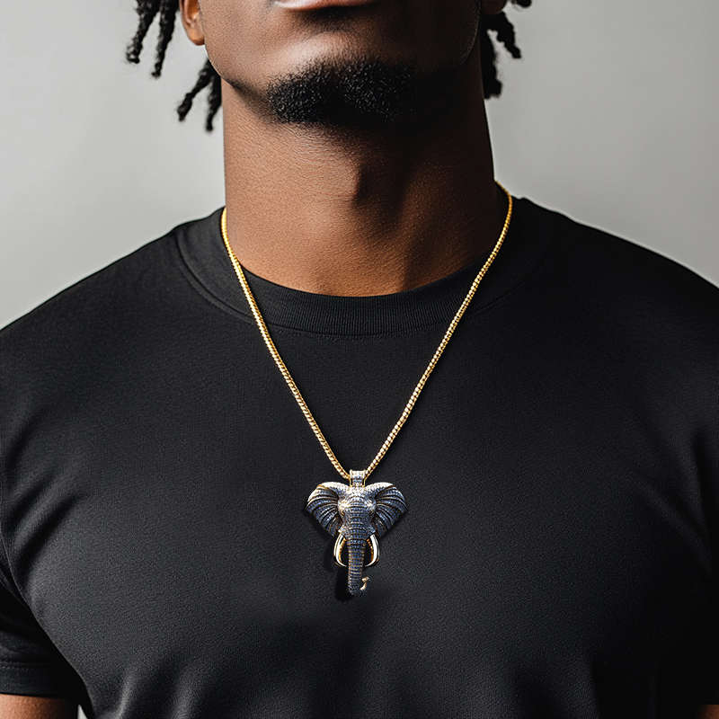 Iced Out Diamonds Elephant Head Pendant Iced Out Diamonds Elephant Head Pendant